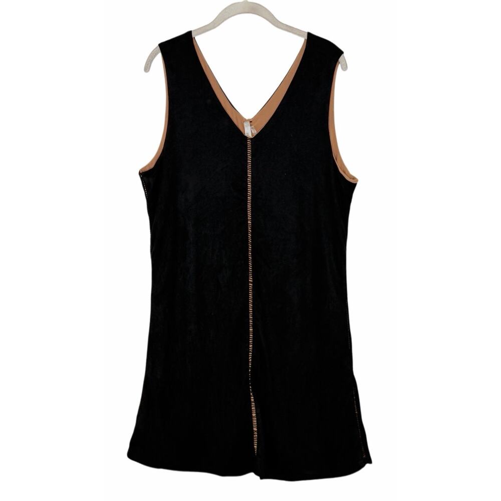 NEW Miilla Women’s Faux Suede Black Sleeveless Two Tone Shift Dress Size Large